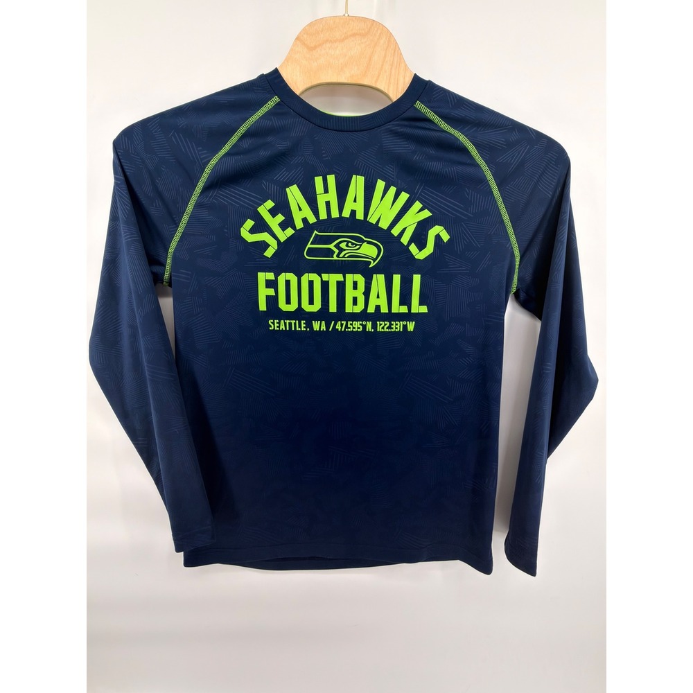 Seahawks Fanatics Long Sleeve Performance Shirt Mens L‎ Navy 12th Man